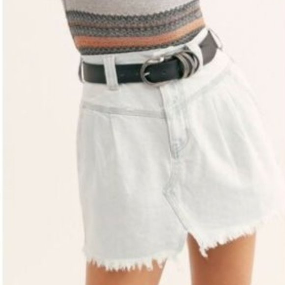 Free People NWT Sidecar Denim Distressed Miniskirt - Picture 1 of 12
